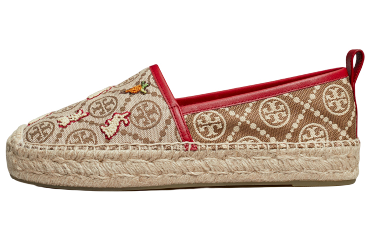Buy TORY BURCH 織物 刺繡兔子圖案 漁夫鞋 女款 米色 兔年限定版