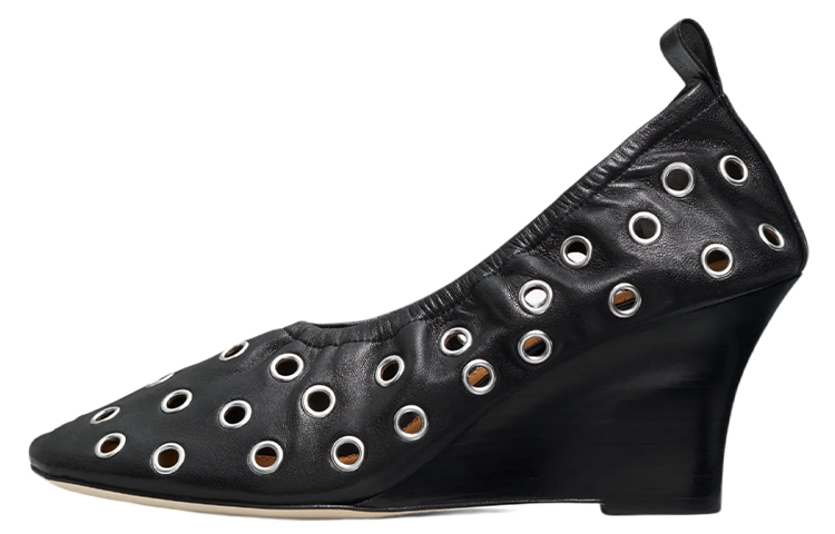 (Women) TORY BURCH Eyelet Wedge 'Black' 85733-006