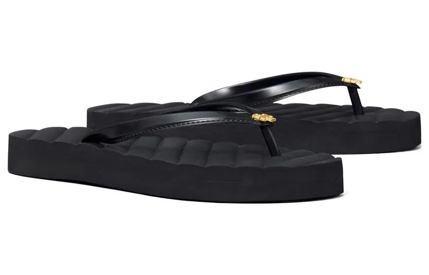 Lookbook (W) Sandal Tory Burch Hak Datar & Ujung Bulat 'Black Fashion' 144262-890