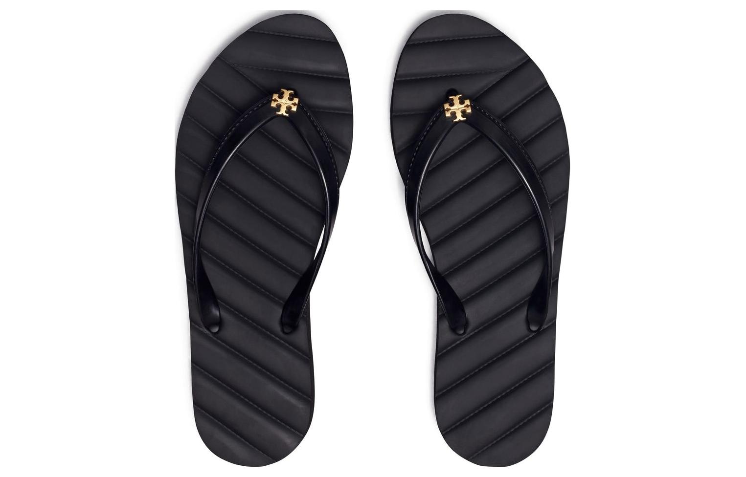 Shop (W) Sandal Tory Burch Hak Datar & Ujung Bulat 'Black Fashion' 144262-890