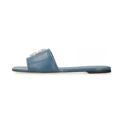 (W) TORY BURCH Flat Slide 'Simple Blue Square Toe'