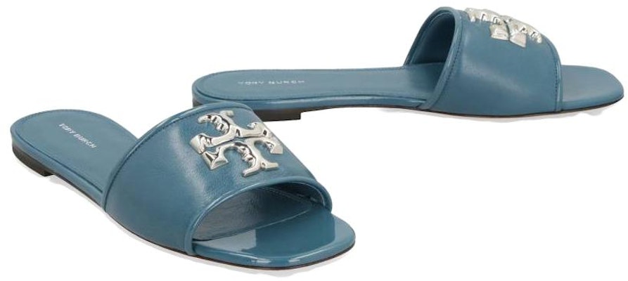 TORY BURCH 羊皮 簡約方頭平底 一字拖鞋 女款 藍色 Order TORY BURCH 羊皮 簡約方頭平底 一字拖鞋 女款 藍色