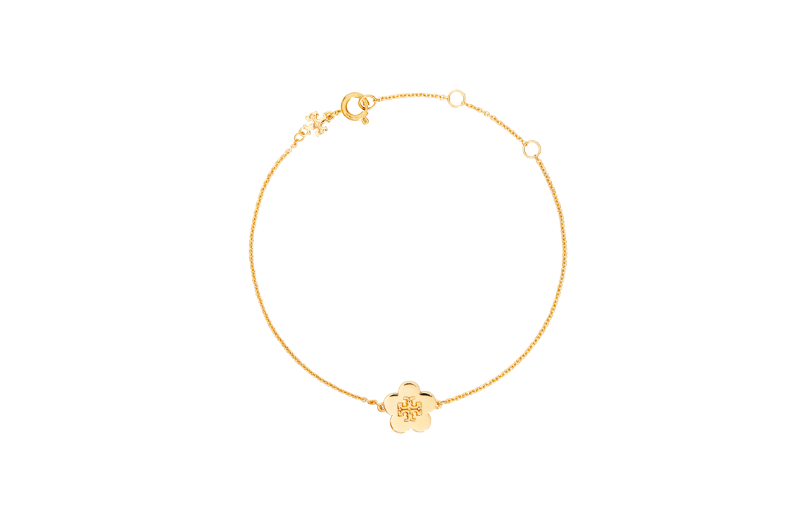 (Women) Tory Burch Floral Brass Bracelet for Women - Gold. 157203-720