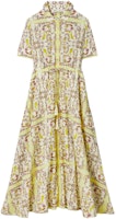 (Women) TORY BURCH Floral Print Tassel Drawstring Maxi Dress Women - Yellow Green 151799-307 (Women) TORY BURCH Floral Print Tassel Drawstring Maxi Dress Women - Yellow Green 151799-307