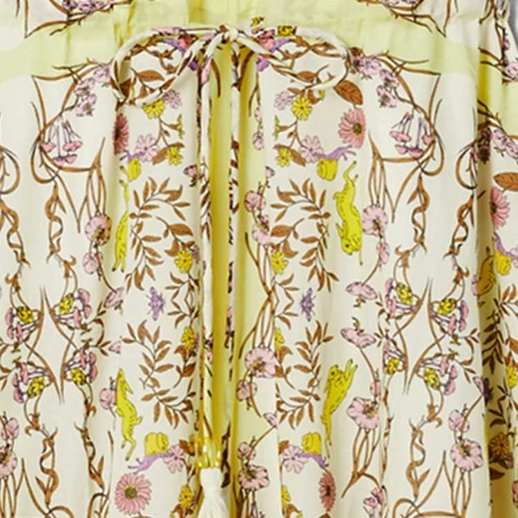 Shop (W) TORY BURCH 花卉印花流蘇抽繩連衣長裙 女裝 - 黃綠色 151799-307