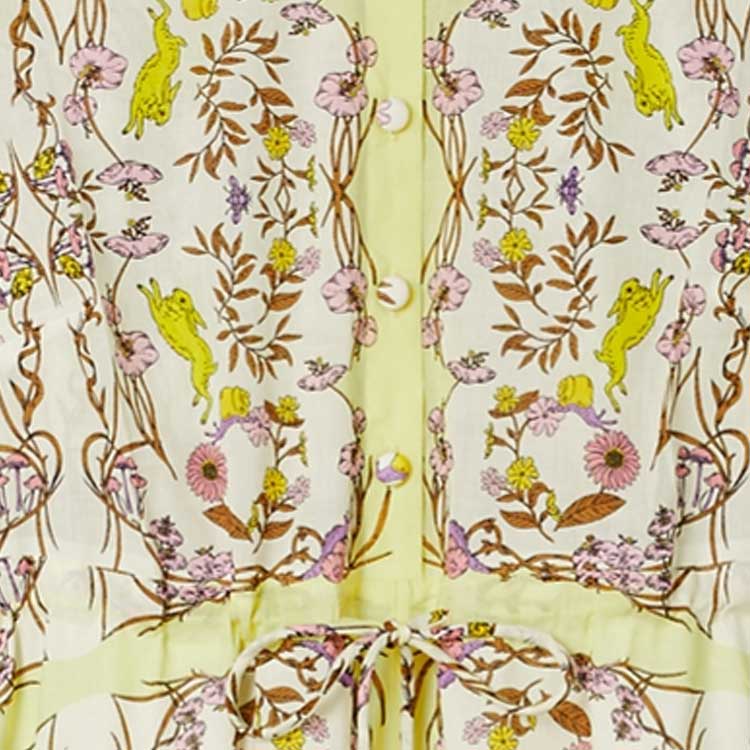 Purchase (W) TORY BURCH 花卉印花流蘇抽繩連衣長裙 女裝 - 黃綠色 151799-307