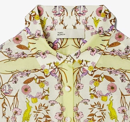 (W) TORY BURCH 花卉印花流蘇抽繩連衣長裙 女裝 - 黃綠色 151799-307 Sizing (W) TORY BURCH 花卉印花流蘇抽繩連衣長裙 女裝 - 黃綠色 151799-307