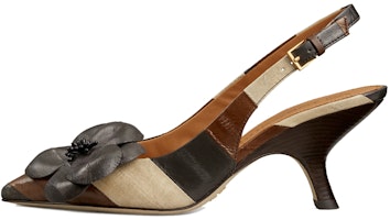 (Women) TORY BURCH Flower Slingback 'Elegant Brown' 85473-974 (Women) TORY BURCH Flower Slingback 'Elegant Brown' 85473-974
