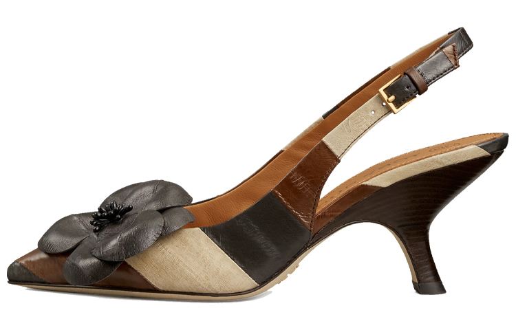 (Women) TORY BURCH Flower Slingback 'Elegant Brown' 85473-974