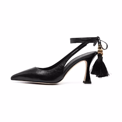 (W) TORY BURCH Fringe Detail Leather Pumps 'Black'