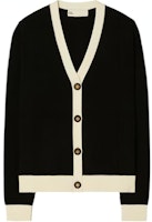 (Women) Tory Burch FW22 Black Knitted Cardigan with Contrast Trim V-Neck. 142492C961 (Women) Tory Burch FW22 Black Knitted Cardigan with Contrast Trim V-Neck. 142492C961