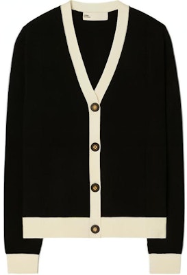 (W) Tory Burch FW22 黑色拼接滾邊V領針織開襟衫 142492C961 Buy (W) Tory Burch FW22 黑色拼接滾邊V領針織開襟衫 142492C961