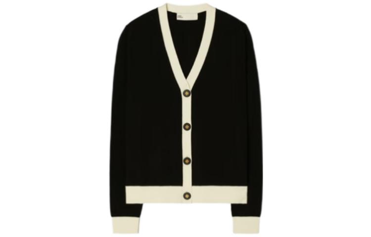 Order (W) Tory Burch FW22 黑色拼接滾邊V領針織開襟衫 142492C961