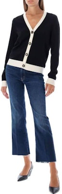 (W) Tory Burch FW22 黑色拼接滾邊V領針織開襟衫 142492C961 Lookbook (W) Tory Burch FW22 黑色拼接滾邊V領針織開襟衫 142492C961