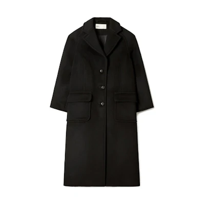 (Women) Tory Burch FW22 Black Solid Single-Breasted Coat. 144109-001