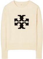 (Women) Tory Burch FW22 Cream White Logo Jacquard Cashmere Sweater. 83213-285-WH (Women) Tory Burch FW22 Cream White Logo Jacquard Cashmere Sweater. 83213-285-WH