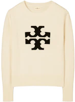 Order (W) Tory Burch FW22 奶油白標誌提花羊絨毛衣 83213-285-WH