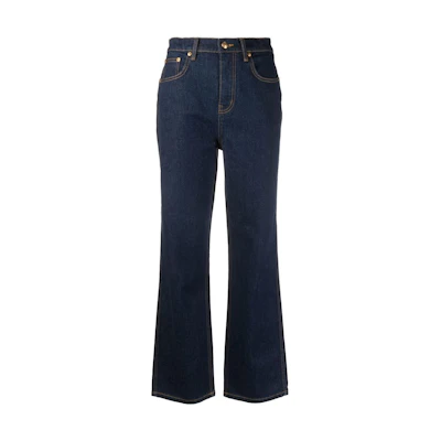(Women) Tory Burch FW22 High-Waisted Flared Blue Jeans 145939-408