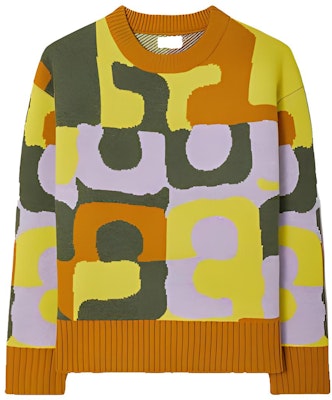 (W) TORY BURCH FW22 Lemon Yellow Sweater Rajut Geometris Lengan Panjang. 139778-713 Buy (W) TORY BURCH FW22 Lemon Yellow Sweater Rajut Geometris Lengan Panjang. 139778-713