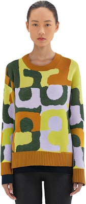 (W) TORY BURCH FW22 Lemon Yellow Sweater Rajut Geometris Lengan Panjang. 139778-713 Shop (W) TORY BURCH FW22 Lemon Yellow Sweater Rajut Geometris Lengan Panjang. 139778-713