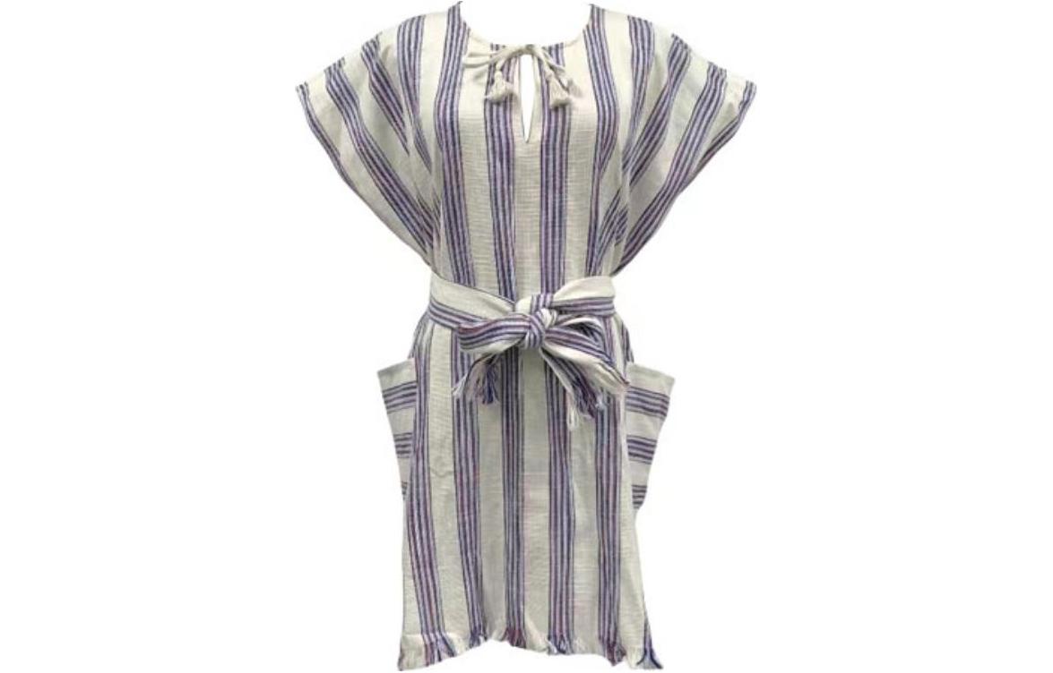 (Women) Tory Burch FW22 Striped Sleeveless Belted Dress Women’s Blue 83191-994