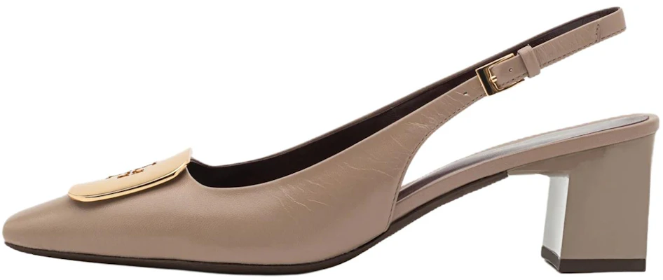 (Women) Tory Burch Georgia Brown Leather Block Heel Pumps Classic Style. 156479-200 Buy (Women) Tory Burch Georgia Brown Leather Block Heel Pumps Classic Style. 156479-200