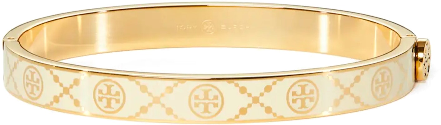 (Women) TORY BURCH Gold Enamel Stainless Steel Logo Bangle for Women in Gold. 150568-701 Order (Women) TORY BURCH Gold Enamel Stainless Steel Logo Bangle for Women in Gold. 150568-701