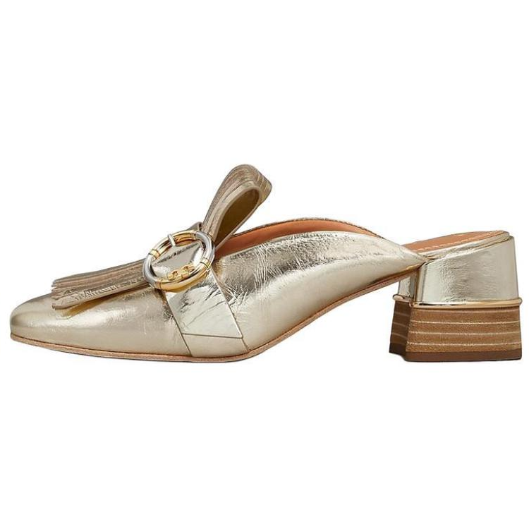 (Women) TORY BURCH Gold Kiltie Mules Fashion Clogs 86852-702