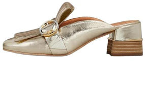 (Women) TORY BURCH Gold Kiltie Mules Fashion Clogs 86852-702 (Women) TORY BURCH Gold Kiltie Mules Fashion Clogs 86852-702