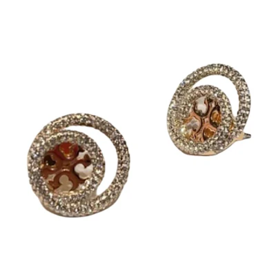 (Women) Tory Burch Gold Plated Brass Glass Cutout Earrings for Women. 157231-783