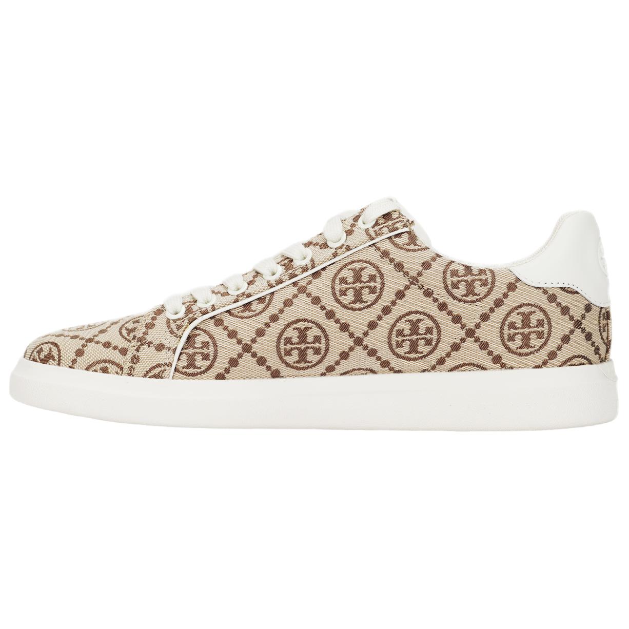 (Women) Tory Burch Howell T Monogram Court Fashion Sneakers Brown Low-Top. 81249-300