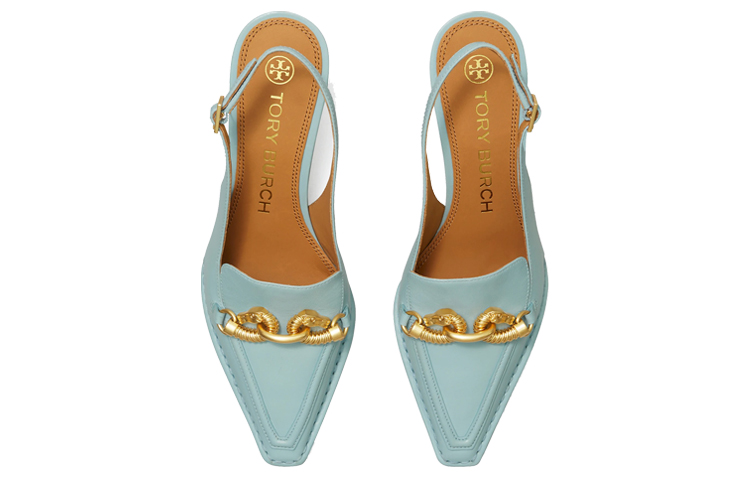Shop TORY BURCH 湯麗柏琦 Jessa 尖頭露跟時尚高跟鞋 女款 藍色