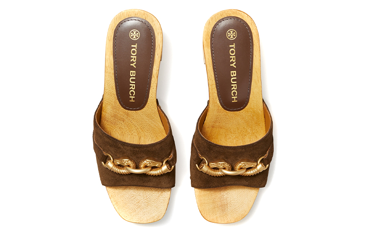 Shop (W) TORY BURCH Jessa Kasut Tumit Tinggi Loafers 'Coffee' 82810-210