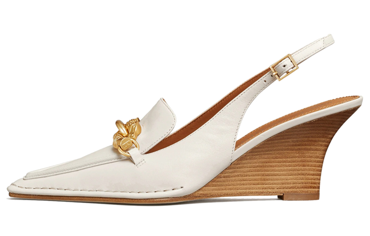 (Women) TORY BURCH Jessa Slingback Heels 'White' 80973-100