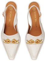 Shop TORY BURCH 湯麗柏琦 Jessa 時尚尖頭露跟高跟鞋 女款 白色