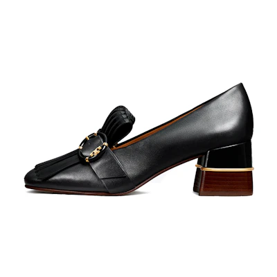 (W) TORY BURCH Kiltie Loafer Heels 'Black'