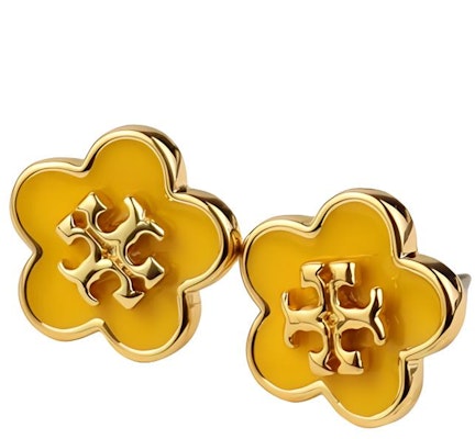 (Women) Tory Burch Kira Double T Logo Floral Brass Stud Earrings for Women 147151-700 Order (Women) Tory Burch Kira Double T Logo Floral Brass Stud Earrings for Women 147151-700