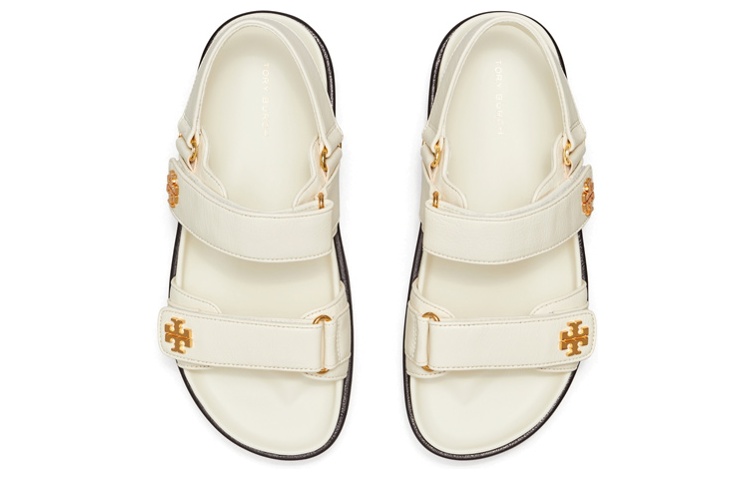 Shop (W) トリーバーチ キラ バックル フラットスライド (ホワイト) 144328-104