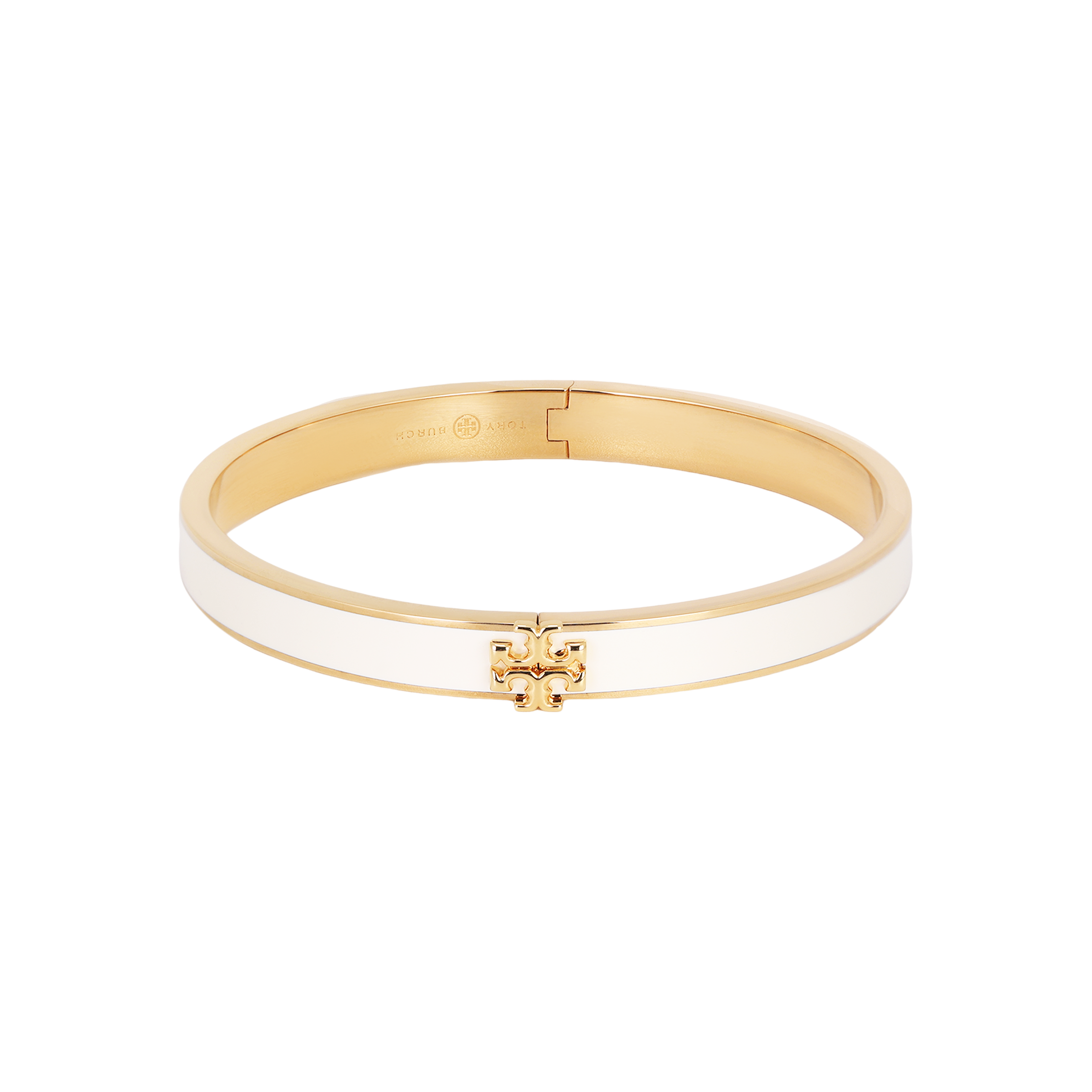 (Women) Tory Burch Kira Two-Tone Enamel Bracelet with Gold Logo for Women - White. 90550-700