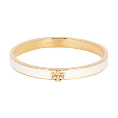 (Women) Tory Burch Kira Two-Tone Enamel Bracelet with Gold Logo for Women - White. 90550-700