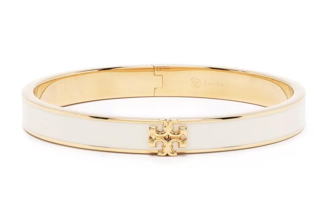 Order (W) 토리버치 키라 투톤 에나멜 브레이슬릿 여성용 - 화이트 골드 로고. 90550-700