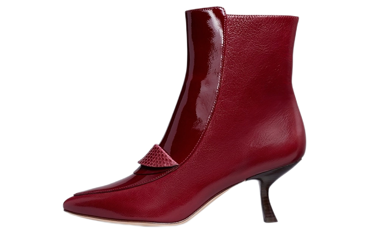 (W) TORY BURCH Leather Ankle Boot 'Red Zip Fashion'