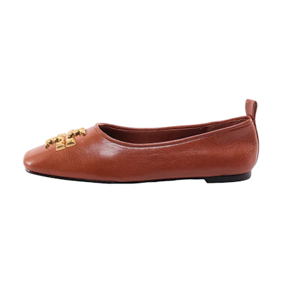 (W) TORY BURCH Leather Ballet Flats 'Brown Logo'