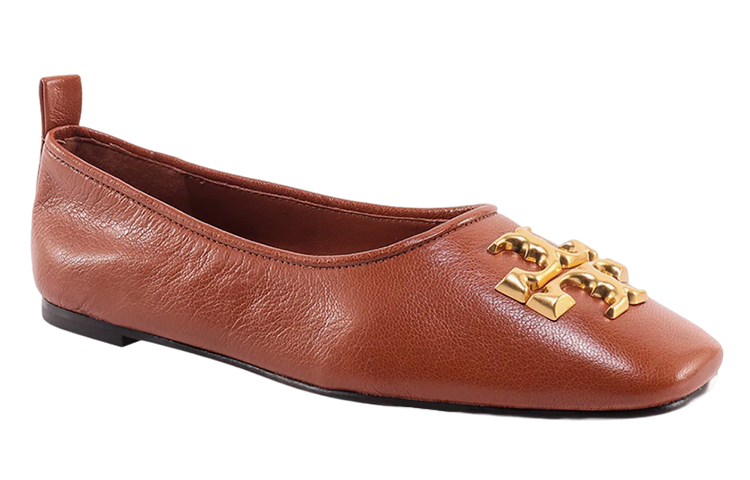 (W) TORY BURCH Leather Ballet Flats 'Brown Logo' 圖 3