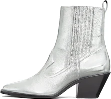 (Women) TORY BURCH Leather Block Heel Bootie 'Silver' 146028-040 (Women) TORY BURCH Leather Block Heel Bootie 'Silver' 146028-040