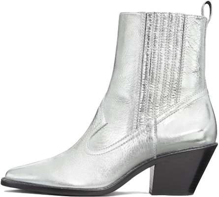(Women) TORY BURCH Leather Block Heel Bootie 'Silver' 146028-040 Buy (Women) TORY BURCH Leather Block Heel Bootie 'Silver' 146028-040