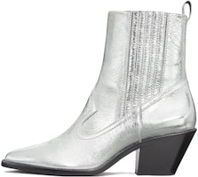 (Women) TORY BURCH Leather Block Heel Bootie 'Silver' 146028-040 (Women) TORY BURCH Leather Block Heel Bootie 'Silver' 146028-040
