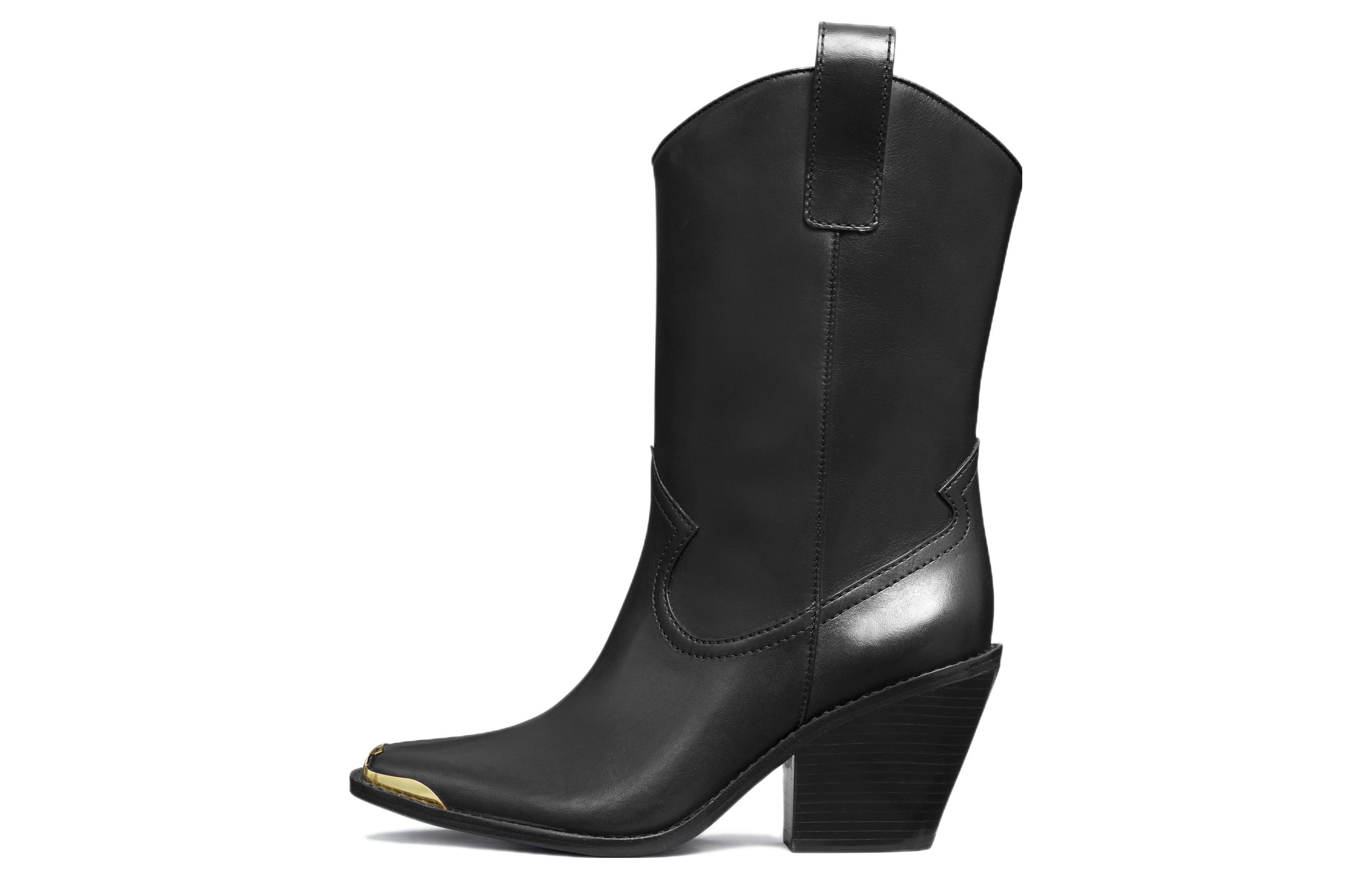 (Women) TORY BURCH Leather Block Heel Booties 'Black Fashion' 145857-006