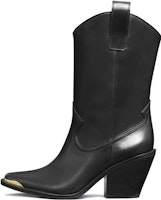 (Women) TORY BURCH Leather Block Heel Booties 'Black Fashion' 145857-006 (Women) TORY BURCH Leather Block Heel Booties 'Black Fashion' 145857-006