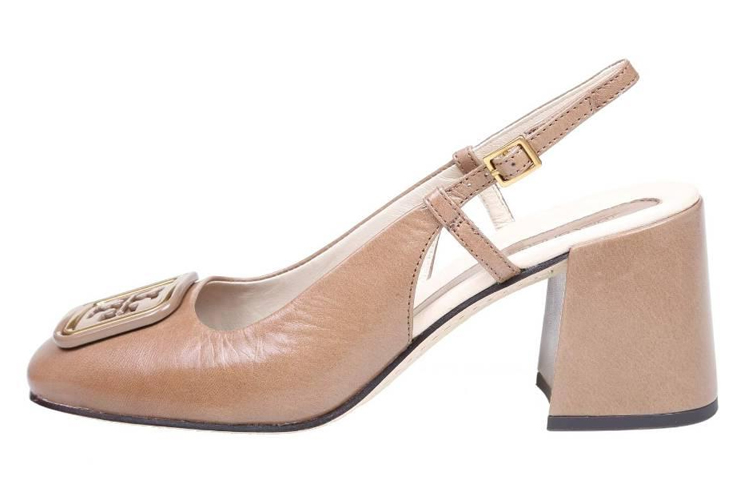 (Women) TORY BURCH Leather Buckle Block Heel 'Brown' 136335-200